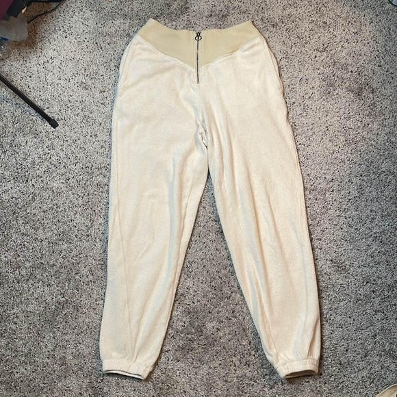 Aerie Sweatpants Womens XS Grey Zip Waist Fleece Joggers Cuffed Stretch Pockets - Picture 2 of 7